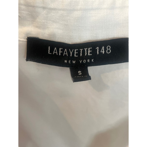 Lafayette 148 New York White Linen Short Sleeve Button Up Shirt Size S - Picture 2 of 5
